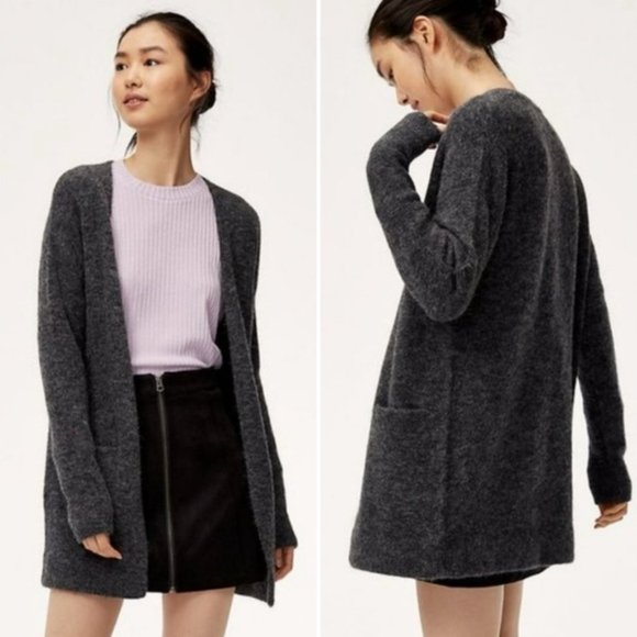 Aritzia Sweaters - Aritzia Wilfred Free Aronson Open Front Wool Blend Cardigan Sweater Dark Gray XS